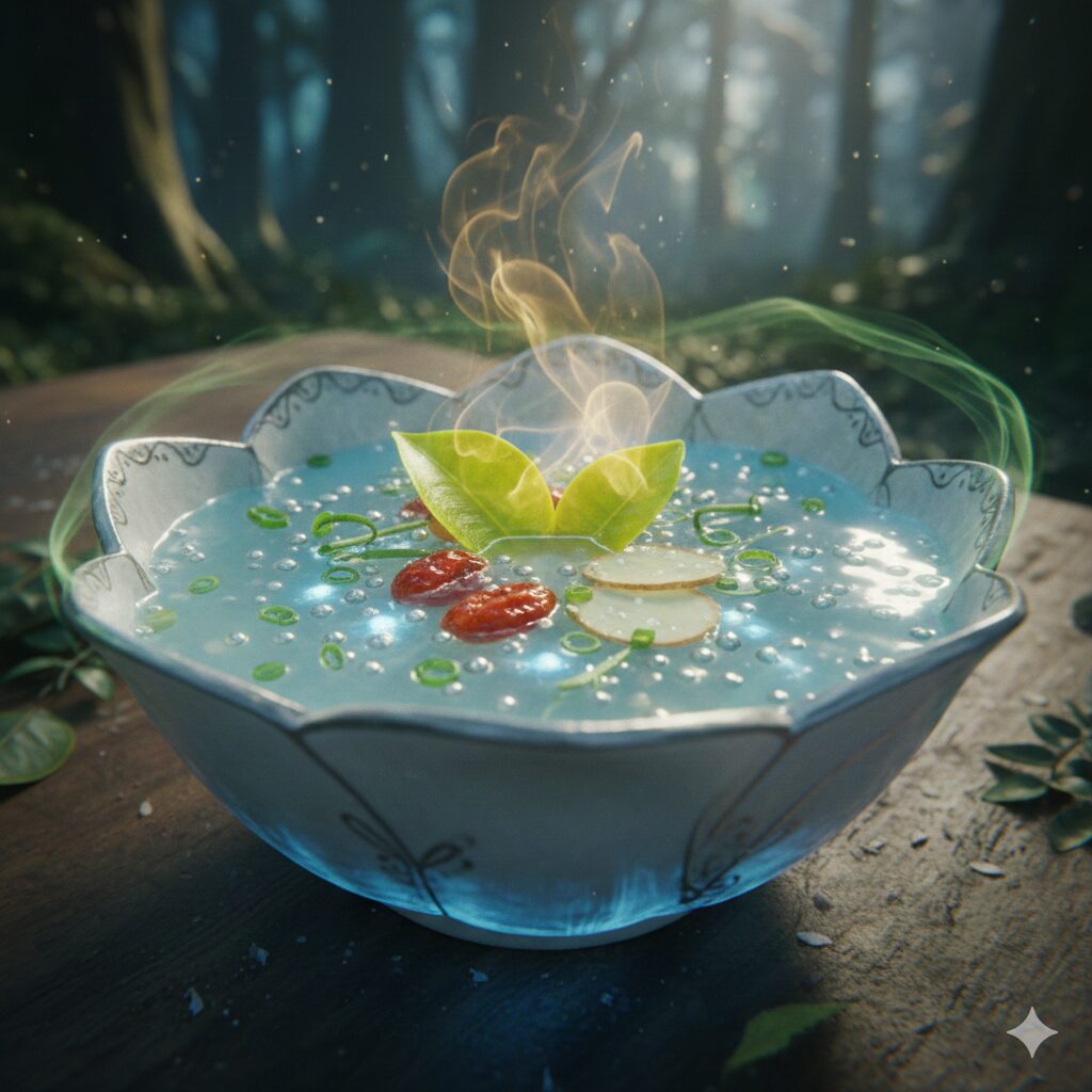 月光ノ種子スープ：エルフの秘薬、夜露を宿す癒やしの雫