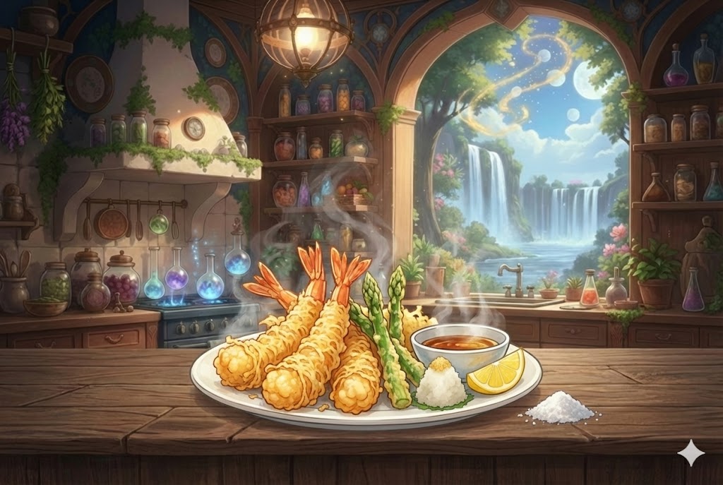 黄金の雫と朝霧の衣 ─ 龍の髭と海魔の天麩羅